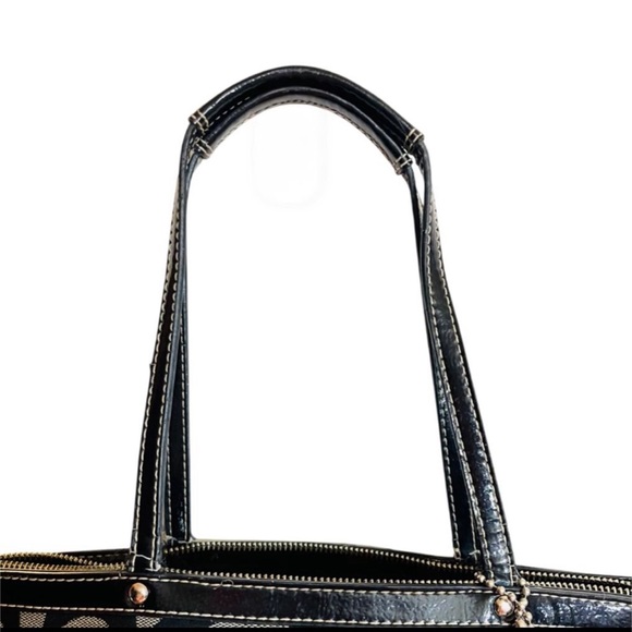 COACH Vintage Luxury Signature Canvas Stripe Canvas Tote in Black/Gray - Picture 15 of 16